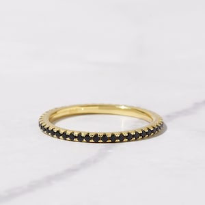Dainty Black Diamond Stacking Eternity Ring Gold Minimalist Ring Simple Diamond Ring Silver Ring Gift for Her Delicate Ring Eternity Band