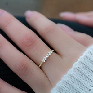 Dainty CZ Stacking Ring Gold Minimalist Ring CZ Ring Simple Diamond Ring Sterling Silver Ring Thin Ring Gift for Her Delicate Ring
