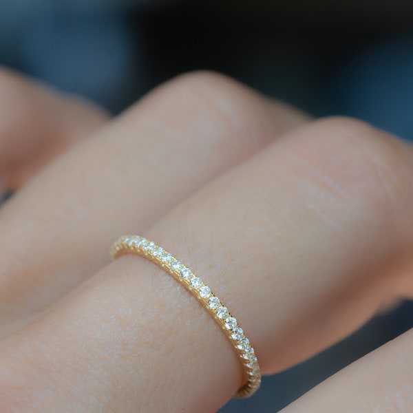 Dainty Diamond Stacking Eternity Ring Gold Minimalist Ring CZ Ring Simple Diamond Ring Silver Ring Gift for Her Delicate Ring Eternity Band