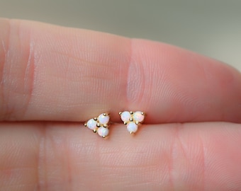 Opal Stud Earrings Small Studs Dainty Studs Minimalist Earrings Opal Studs White Opal Earrings Gift for Her October Birthstone Tiny Studs