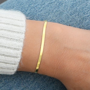 2mm Herringbone Bracelet, Herringbone Chain Bracelet, Gold Bracelet, Gold Herringbone, Dainty Bracelet, Snake Bracelet, Gift for Her