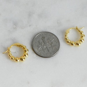 Beaded Hoop Earrings, Ball Hoop Earrings, Small Gold Hoop Earrings, Minimalist Huggie Hoop Earrings, Boho Hoop Earrings, Gold Huggie Hoops,