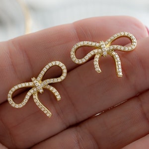 Bow Earrings, Ribbon Earrings, Earrings, Gift for Her, Stud Earrings, Girls Earrings, Minimalist Earrings, Gold Bow Earrings, Cute Earrings