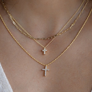 Cross Necklace, Cross Pendant, Gold Cross Necklace, Dainty Cross Necklace, Religious Necklace, Gift for Her, Christmas Gift