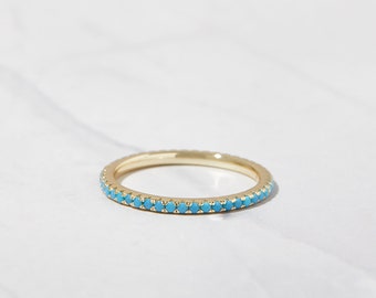Turquoise Eternity Ring, Turquoise Ring, Dainty Ring, Turquoise Jewelry, Dainty Ring, Stacking Ring, Everyday Ring, Gift for Her