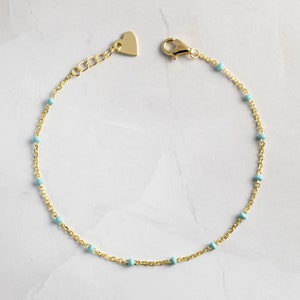 Turquoise Beaded Bracelet by Sami Jewels, Turquoise Bracelet, Dainty Bracelet, Minimalist Bracelet, Gift for Her, Gold Bracelet image 1