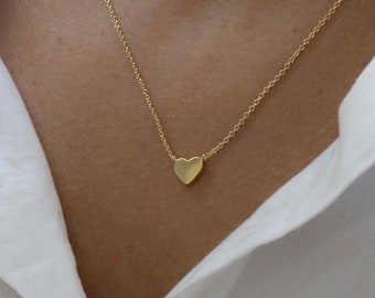 Heart Necklace, Heart Pendant, Heart Jewelry, Anniversary Gift, Birthday Gift, Gift for Her, Gold Heart Necklace, Dainty Necklace, Love