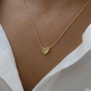 Heart Necklace, Heart Pendant, Heart Jewelry, Anniversary Gift, Birthday Gift, Gift for Her, Gold Heart Necklace, Dainty Necklace, Love