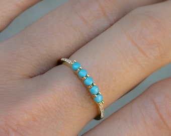 Dainty Turquoise Ring, Turquoise Stacking Ring, Delicate Turquoise Ring, Gold Turquoise Ring, Sterling Silver Turquoise Ring, Gift for Her