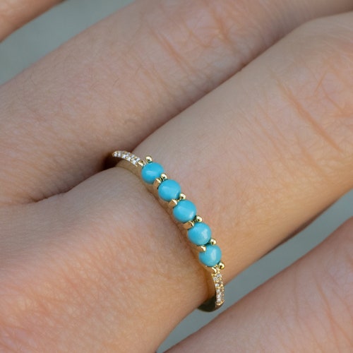 Dainty Turquoise Ring Turquoise Stacking Ring Delicate - Etsy