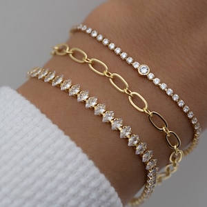 Tennis Bracelet, Gold Tennis Bracelet, Silver Bracelet, Diamond Bracelet, Dainty Bracelet, Gift for Her, CZ Tennis Bracelet, Gold Bracelet