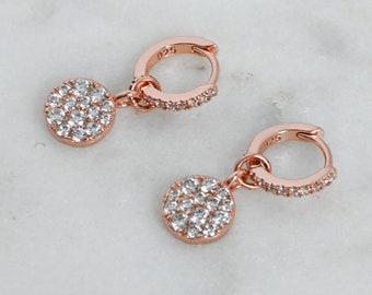 Circle Earring, Circle Charm Earrings, Hoop Earrings with Charm, Dangle Earrings, Drop Earrings, Charm Hoops, Huggie Earrings, Gift for Her
