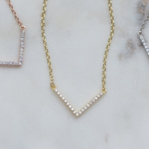 V Necklace, Dainty Necklace, Layering Necklace, Minimalist Necklace, Chevron Necklace, Gift for Her