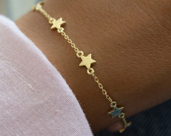 Pulsera estrella, joyería estrella, pulsera de encanto, pulsera delicada, pulsera minimalista, pulsera apilable, regalo para ella, pulsera de oro