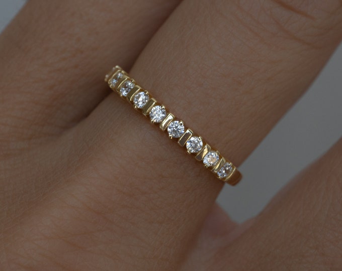Dainty Stacking Ring, Half Eternity Ring, Gold Ring, Diamond Ring, Simple Ring, Minimalist Ring, Gift for Her, Sterling Silver Ring, CZ Ring