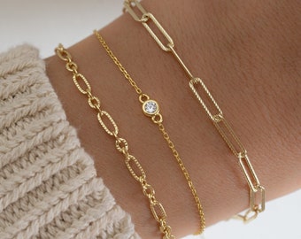 Gold bracelet Chain Bracelet Dainty Bracelet Gold Chain Silver Chain Silver Bracelet Paperclip Bracelet Gifts for Her Minimalist Bracelet