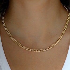 Pave Chain Necklace, Cuban Link Necklace, Pave Cuban Link, Curb Chain Necklace, Gold Chain Necklace, Gold Necklace, Gift for Her, Necklace image 2