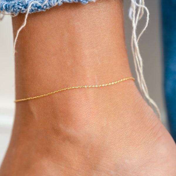 Zierliches Fußkettchen, minimalistisches Fußkettchen, Gold Fußkettchen, Sterling Silber Fußkettchen, Strand Fußkettchen, Boho Fußkettchen, Geschenk für sie, Kette Fußkettchen