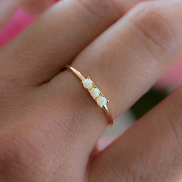 White Opal Ring - Etsy