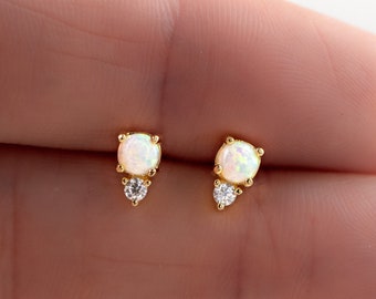 Opal Earrings, Opal Studs, Opal Stud Earrings, Silver Studs, Opal Earrings, Tiny Gold Studs, Dainty Gold Stud Earrings, October Birthstone
