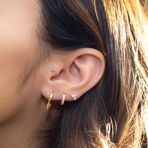 Spike Huggie Earrings Small Hoop Earrings Small Huggie Earrings Diamond Spike Huggie Earrings Small Gold Hoops Dainty Hoop Earrings Gift