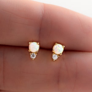 Opal Earrings, Opal Studs, Opal Stud Earrings, Silver Studs, Opal Earrings, Tiny Gold Studs, Dainty Gold Stud Earrings, October Birthstone