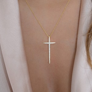 Cross Necklace, Cross Pendant, Gold Cross Necklace, Dainty Cross Necklace, Religious Necklace, Gift for Her, Christmas Gift