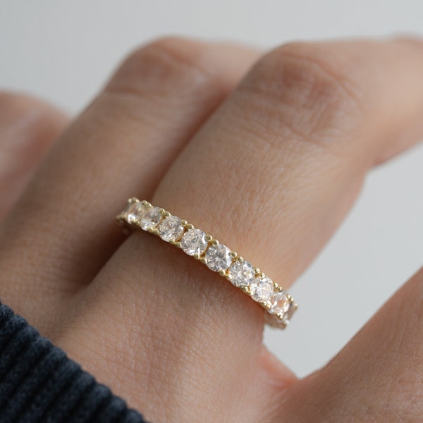 Eternity Band, Stacking Ring, Diamond Band, Wedding Band, Minimalist Ring, Eternity Ring, Dainty Ring, Stackable Ring, Gift for Her, CZ Ring
