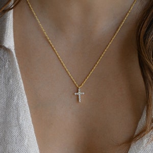 Cross Necklace, Cross Pendant, Gold Cross Necklace, Dainty Cross Necklace, Religious Necklace, Gift for Her, Valentines Day Gift
