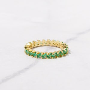 Emerald Baguette Eternity Band, Baguette Ring, Eternity Ring, Gold Minimalist Ring, Simple Diamond Ring, Silver Ring, Gift for Her,