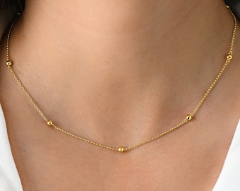 Beaded Necklace by Sami Jewels, Chain Necklace, Layering Necklace, Dainty Necklace, Minimalist Necklace, Simple Necklace, Stacking Necklace