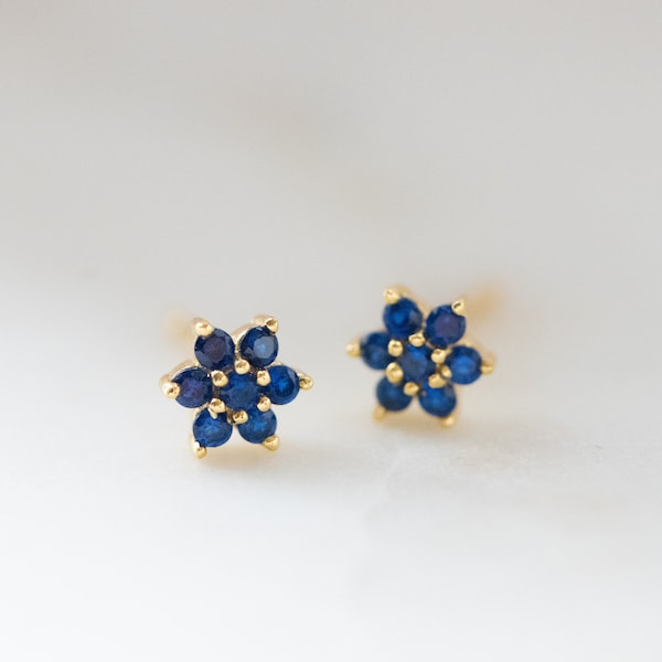 Sapphire Studs, Sapphire Earrings, Stud Earrings, Birthstone Earrings, Blue Earrings, Baguette Earrings, Tiny Studs, September Birthstone