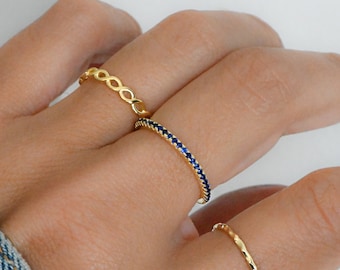 Dainty Sapphire Eternity Ring, Sapphire Ring, Sapphire Stacking Ring, September Birthstone, Minimalist Ring, Simple Ring, Gift for Her