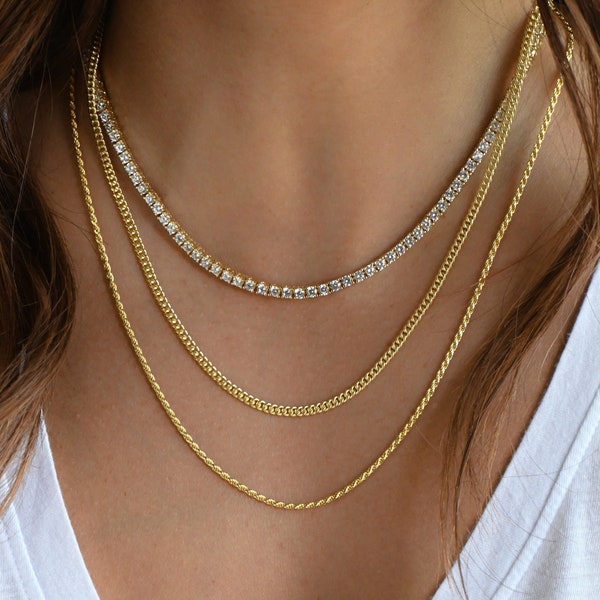 Tennis Necklace, Diamond Necklace, Bridal Jewelry, Wedding Necklace, Bridal Necklace, Gift for Her, Layering Necklace, CZ Tennis Necklace