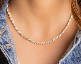 Collar de tenis de 3 puntas, collar de diamantes, joyería nupcial, collar de boda, collar de novia, regalo para ella, collar de capas, tenis de CZ