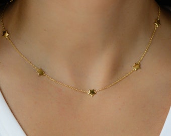 Dainty Gold Star Necklace, Star Charm Necklace, Star Pendant Necklace, Celestial Jewelry, Gift for her, Christmas Gift, Layering Necklace