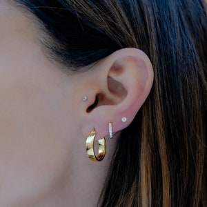 Thick Gold Hoops, Chunky Hoop Earrings, Gold Hoop Earrings, Dainty Hoop Earrings, Small Hoop Earrings, Gift for Her, Sterling Silver Hoops