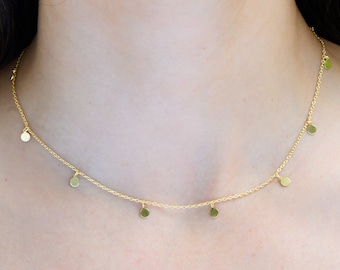 Collier à breloques délicat, collier en argent sterling, collier à breloques en or, collier minimaliste, collier en or, superposition de collier, cadeau pour elle