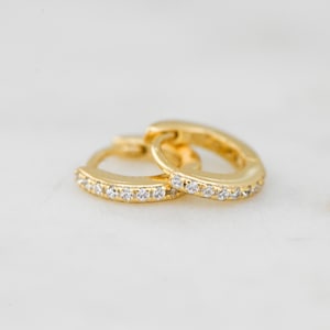 6mm Diamond Huggie Earrings, Cartilage Hoop Earrings, Cartilage Hoops, Gold Huggies, Helix hoops, Tiny Hoop Earring, Cartilage Piercing
