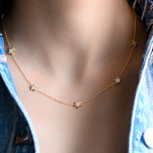 Star Necklace, CZ Star Necklace, Star Jewelry, Dainty Necklace, Celestial Jewelry, Gift for her, Tiny Star Necklace, Star Collar Necklace