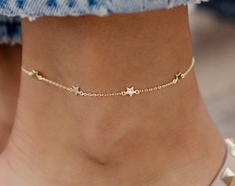 Star Anklet par Sami Jewels, Bracelet de cheville Dainty Star, Bracelet de cheville minimaliste, Bijoux de plage, Bijoux d’été, Bracelet de charme, Cadeau, Bracelet de cheville
