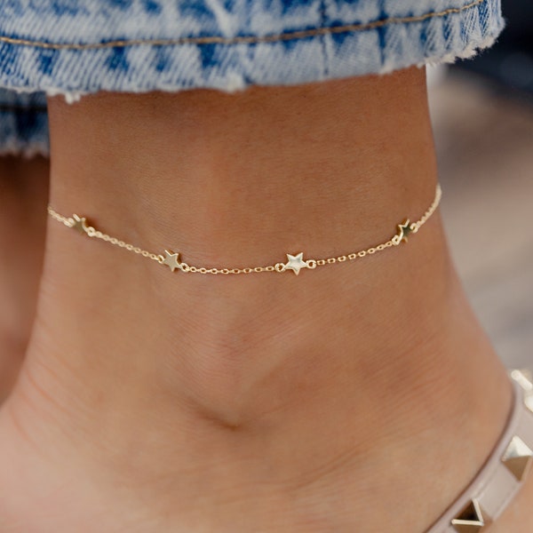 Star Anklet by Sami Jewels, Dainty Star Ankle Bracelet, Minimalist Anklet, Beach Jewelry, Summer Jewelry, Charm Anklet, Gift, Ankle Bracelet