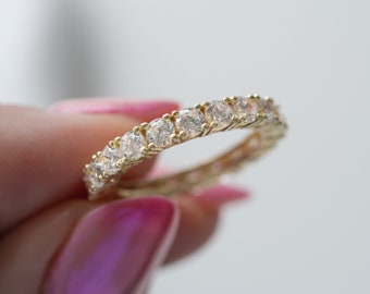 Eternity Band, Stacking Ring, Diamond Band, Wedding Band, Minimalist Ring, Eternity Ring, Dainty Ring, Stackable Ring, Gift for Her, CZ Ring
