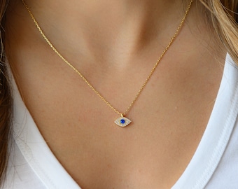 Evil Eye Necklace, Dainty Evil Eye Necklace, Evil Eye Pendant, Minimalist Necklace, Evil Eye Jewelry, Gift for her