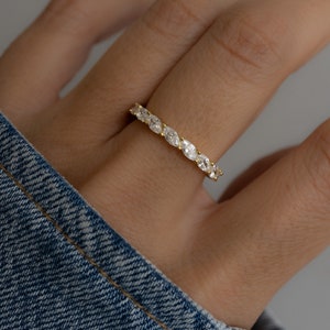 Marquise Eternity Ring, Wedding Band, Marquise Vintage Ring, Anniversary Ring, Diamond Ring, Eternity Band, Minimalist Ring, Gift For Her