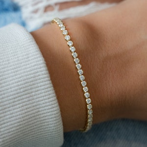 Tennis Bracelet, Gold Tennis Bracelet, Cubic Zirconia Tennis Bracelet, Dainty Bracelet, Diamond Bracelet, Gift for Her, Minimalist Bracelet imagem 2