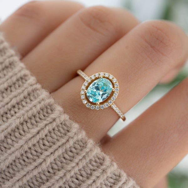 Blue Topaz Ring, Gold Minimalist Ring, December Birthstone Ring Sterling Silver Ring Thin Ring Delicate Ring Gift for Her Gemstone Ring