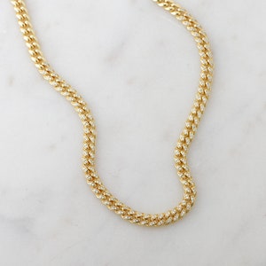 Pave Chain Necklace, Cuban Link Necklace, Pave Cuban Link, Curb Chain Necklace, Gold Chain Necklace, Gold Necklace, Gift for Her, Necklace