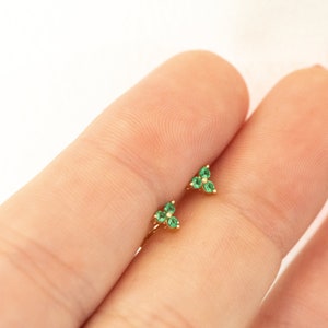 Tiny Emerald Stud Earrings, Emerald Studs, Stud Earrings, Dainty Stud Earrings, Small Stud Earrings, Tiny Stud Earrings, Minimalist Earrings