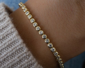 Pulsera de tenis, pulsera de tenis de oro, pulsera de tenis de circonio cúbico, pulsera delicada, pulsera de diamantes, regalo para ella, pulsera minimalista